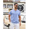 COOFANDY Men’s T Shirts Short Sleeve Casual V Neck T-Shirt Soft Notch Neck Tee Classic Plain Shirts(Light Blue)