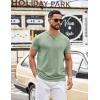 COOFANDY Men’s T Shirts Short Sleeve Casual V Neck T-Shirt Soft Notch Neck Tee Classic Plain Shirts(Light Green)