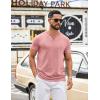 COOFANDY Men’s T Shirts Short Sleeve Casual V Neck T-Shirt Soft Notch Neck Tee Classic Plain Shirts(Pink)