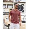 COOFANDY Men’s T Shirts Short Sleeve Casual V Neck T-Shirt Soft Notch Neck Tee Classic Plain Shirts(Wine Red)