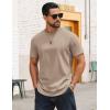 COOFANDY Mens T-Shirts 100% Cotton Crewneck Short Sleeve Tees Casual Plain Shirts(Khaki)