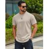 COOFANDY Mens T-Shirts 100% Cotton Crewneck Short Sleeve Tees Casual Plain Shirts(Light Khaki)