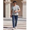 COOFANDY Mens V Neck T Shirts Cotton Basic T Shirt Short Sleeve Casual Summer Shirts Light Grey