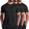 COOFANDY Men’s 3 Pack Workout T Shirts Short Sleeve Gym Bodybuilding Muscle Shirt Base Layer Fitness Tee Tops(N-black/Black/Black)
