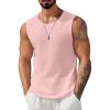 COOFANDY Mens Casual Tank Tops 2 Pack Waffle Knit Sleeveless Shirt Breathable Tank Shirts Summer Muscle Tee(Pink)