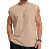 COOFANDY Mens Casual Tank Tops Cotton Workout Sleeveless Shirt Breathable Tank Shirts Summer Muscle Tee Large Khaki