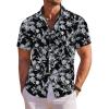 COOFANDY Men’s Hawaiian Shirt Short Sleeve Floral Button Down Shirts Tropical Holiday Beach Shirts(Black – Leaf)