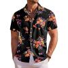 COOFANDY Men’s Hawaiian Shirt Short Sleeve Floral Button Down Shirts Tropical Holiday Beach Shirts(Black – Red+purple Flower)