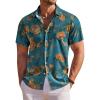 COOFANDY Men’s Hawaiian Shirt Short Sleeve Floral Button Down Shirts Tropical Holiday Beach Shirts(Gray Blue – Flower)