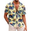 COOFANDY Mens Hawaiian Shirts Short Sleeve Casual Button Down Tropical Beach Shirt(Light Yellow / Navy Blue)