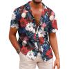 COOFANDY Mens Hawaiian Shirts Short Sleeve Casual Button Down Tropical Beach Shirt(Wine Red / Black)