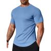 COOFANDY Mens Muscle T Shirts Short Sleeve Slim Fit Tshirts Gym Workout Athletic Crewneck Shirt(Clear Blue)