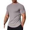 COOFANDY Mens Muscle T Shirts Short Sleeve Slim Fit Tshirts Gym Workout Athletic Crewneck Shirt(Light Grey)