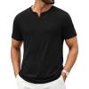 COOFANDY Men’s T Shirts Short Sleeve Casual V Neck T-Shirt Soft Notch Neck Tee Classic Plain Shirts(All Black)