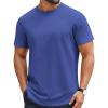 COOFANDY Mens T-Shirts 100% Cotton Crewneck Short Sleeve Tees Casual Plain Shirts(Blue)