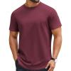 COOFANDY Mens T-Shirts 100% Cotton Crewneck Short Sleeve Tees Casual Plain Shirts(Dark Red)