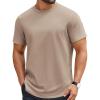 COOFANDY Mens T-Shirts 100% Cotton Crewneck Short Sleeve Tees Casual Plain Shirts(Khaki)