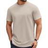 COOFANDY Mens T-Shirts 100% Cotton Crewneck Short Sleeve Tees Casual Plain Shirts(Light Khaki)