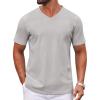 COOFANDY Mens V Neck T Shirts Cotton Basic T Shirt Short Sleeve Casual Summer Shirts Light Grey