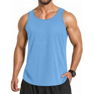 COOFANDY Men’s 3 Pack Quick Dry Workout Tank Top Gym Muscle Tee Fitness Bodybuilding Sleeveless T Shirt(Blue (1 Pack))