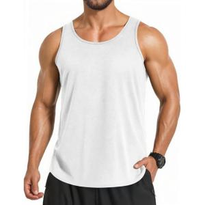 COOFANDY Men’s 3 Pack Quick Dry Workout Tank Top Gym Muscle Tee Fitness Bodybuilding Sleeveless T Shirt(White(1 Pack))