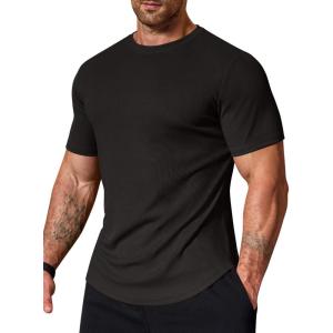 COOFANDY Mens Muscle T Shirts Short Sleeve Slim Fit Tshirts Gym Workout Athletic Crewneck Shirt(Black)