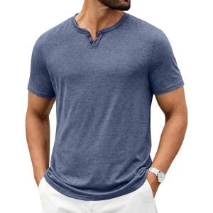 COOFANDY Men’s T Shirts Short Sleeve Casual V Neck T-Shirt Soft Notch Neck Tee Classic Plain Shirts(1-navy Blue)