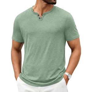 COOFANDY Men’s T Shirts Short Sleeve Casual V Neck T-Shirt Soft Notch Neck Tee Classic Plain Shirts(Light Green)