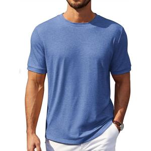 COOFANDY Mens T-Shirts Summer Crew Neck Casual T Shirts Plain Short Sleeve Shirts Basic Tees(Blue)