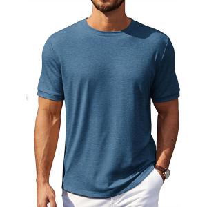 COOFANDY Mens T-Shirts Summer Crew Neck Casual T Shirts Plain Short Sleeve Shirts Basic Tees(Dark Blue)