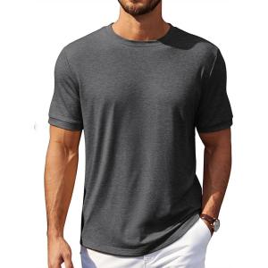 COOFANDY Mens T-Shirts Summer Crew Neck Casual T Shirts Plain Short Sleeve Shirts Basic Tees(Dark Gray)
