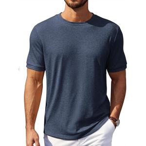 COOFANDY Mens T-Shirts Summer Crew Neck Casual T Shirts Plain Short Sleeve Shirts Basic Tees(Navy Blue)