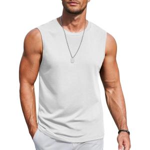 COOFANDY Mens Workout Tank Tops Cotton 3 Pack Soft Gym Muscle Shirt Sleeveless Classic T Shirts(White(1 Pack))