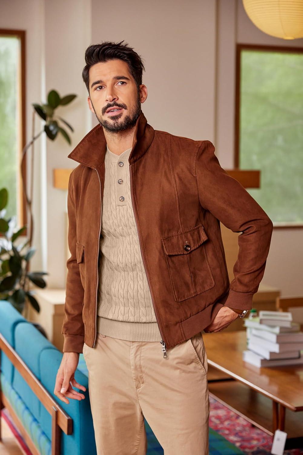 imageCOOFANDY Men Casual Knit Sweater Quarter Button Henley Long Sleeve Slim Fit Twisted Pullover SweaterLight Khaki