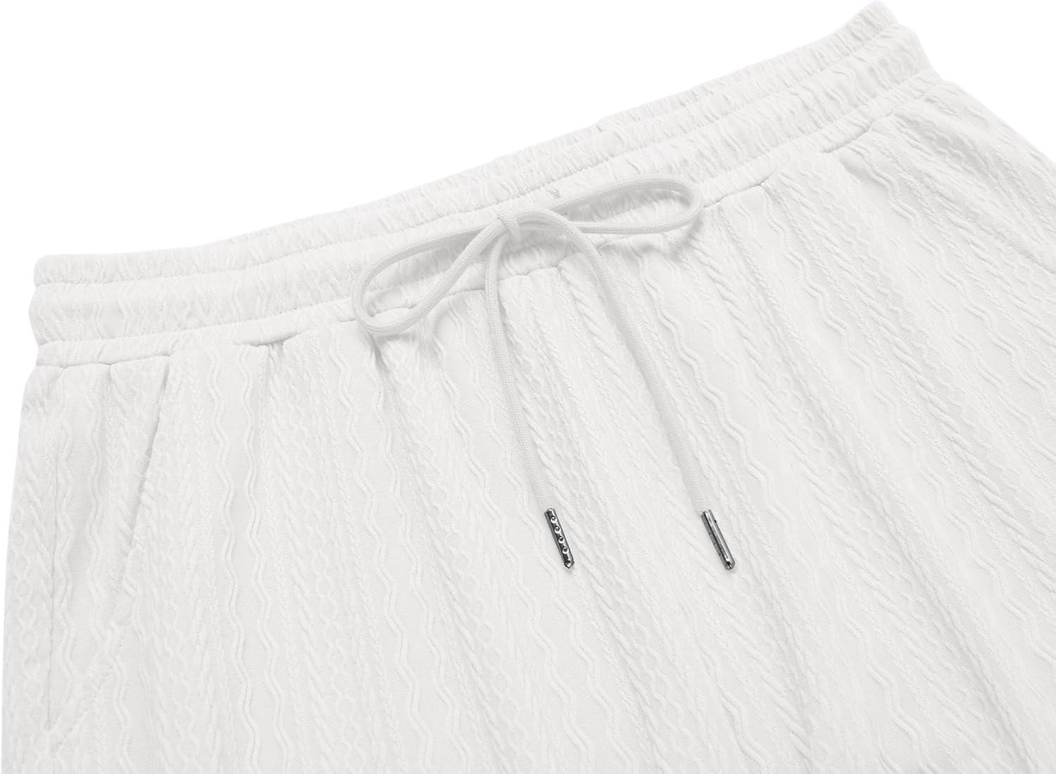 imageCOOFANDY Mens 2 Piece Outfits Beach Knit Jacquard Sleeveless Shirt and Shorts Sets Summer Athletic Vacation SetWhite