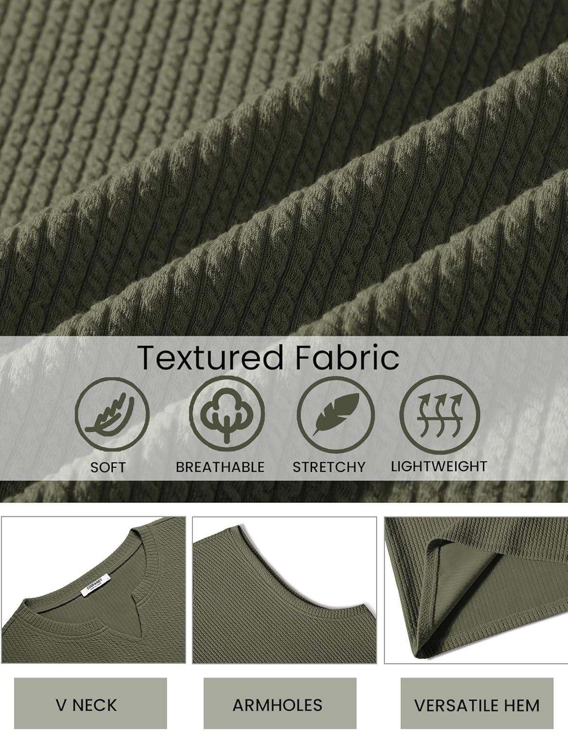 imageCOOFANDY Mens Casual Tank Top V Neck Knit Jacquard Sleeveless T Shirts Lightweight Summer Beach Textured TankArmy Green