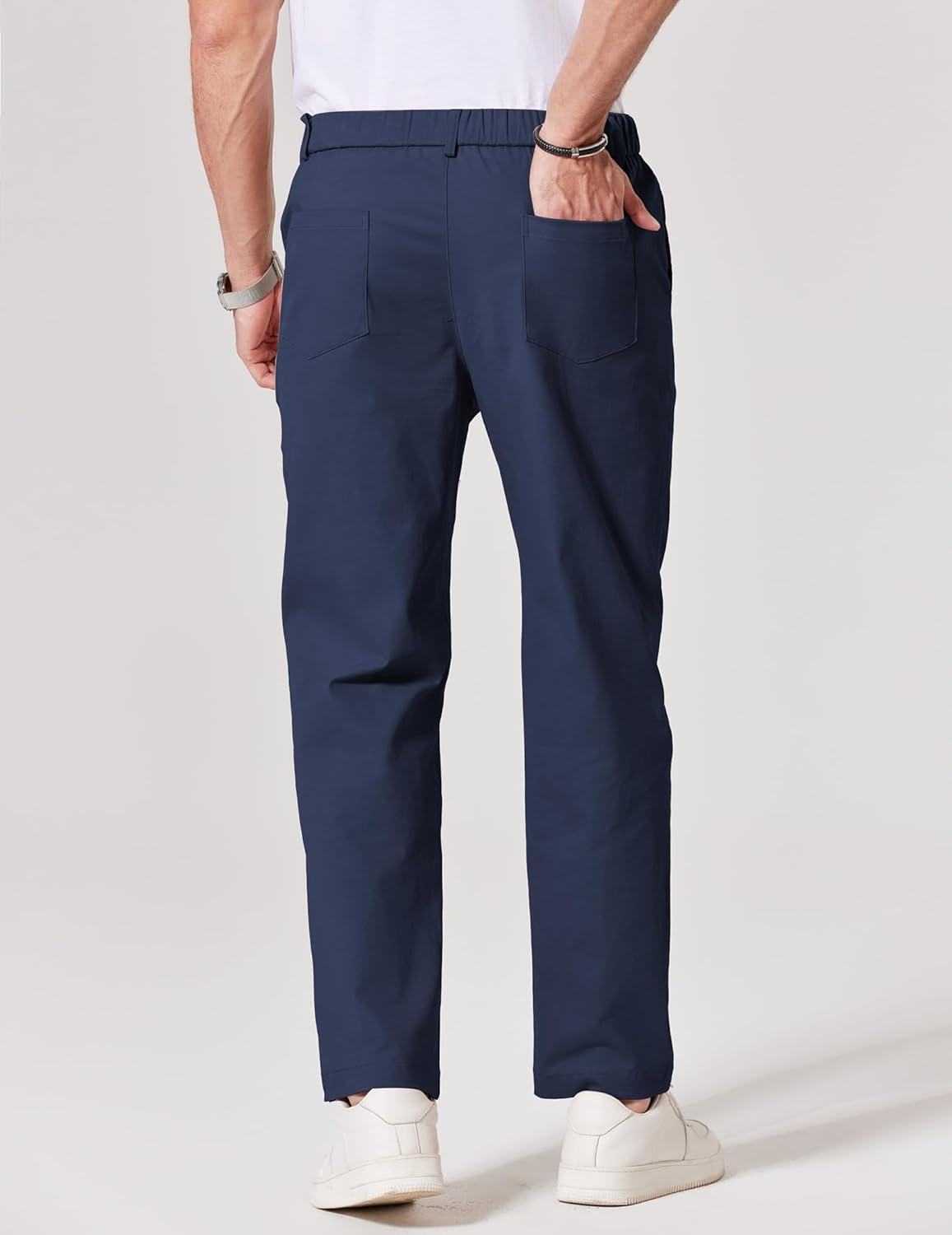 imageCOOFANDY Mens Chinos Pant Elastic Waist Trousers Slim Fit Casual Business Dress Pants Pull On Golf Pants