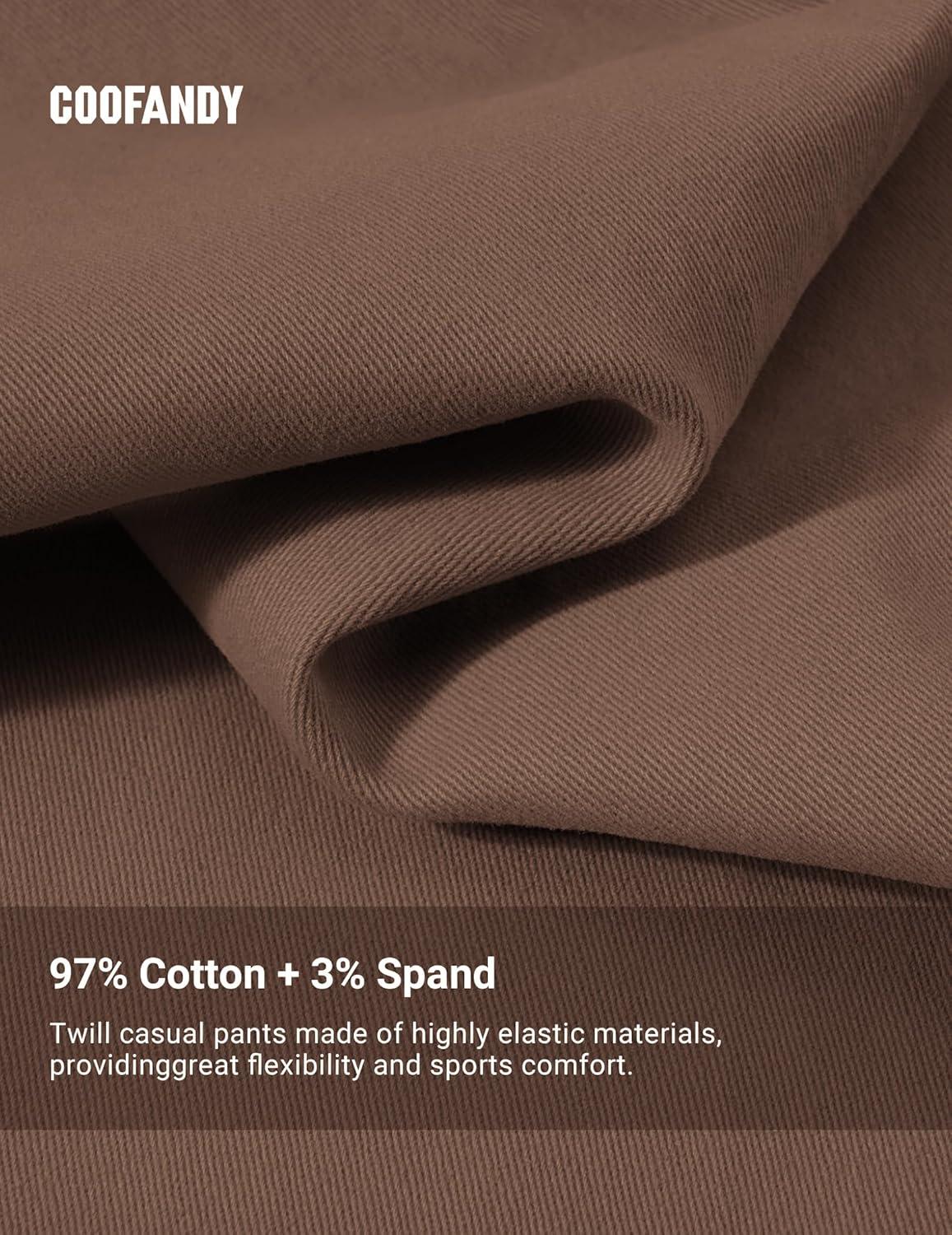 imageCOOFANDY Mens Chinos Pant Elastic Waist Trousers Slim Fit Casual Business Dress Pants Pull On Golf Pants Brown