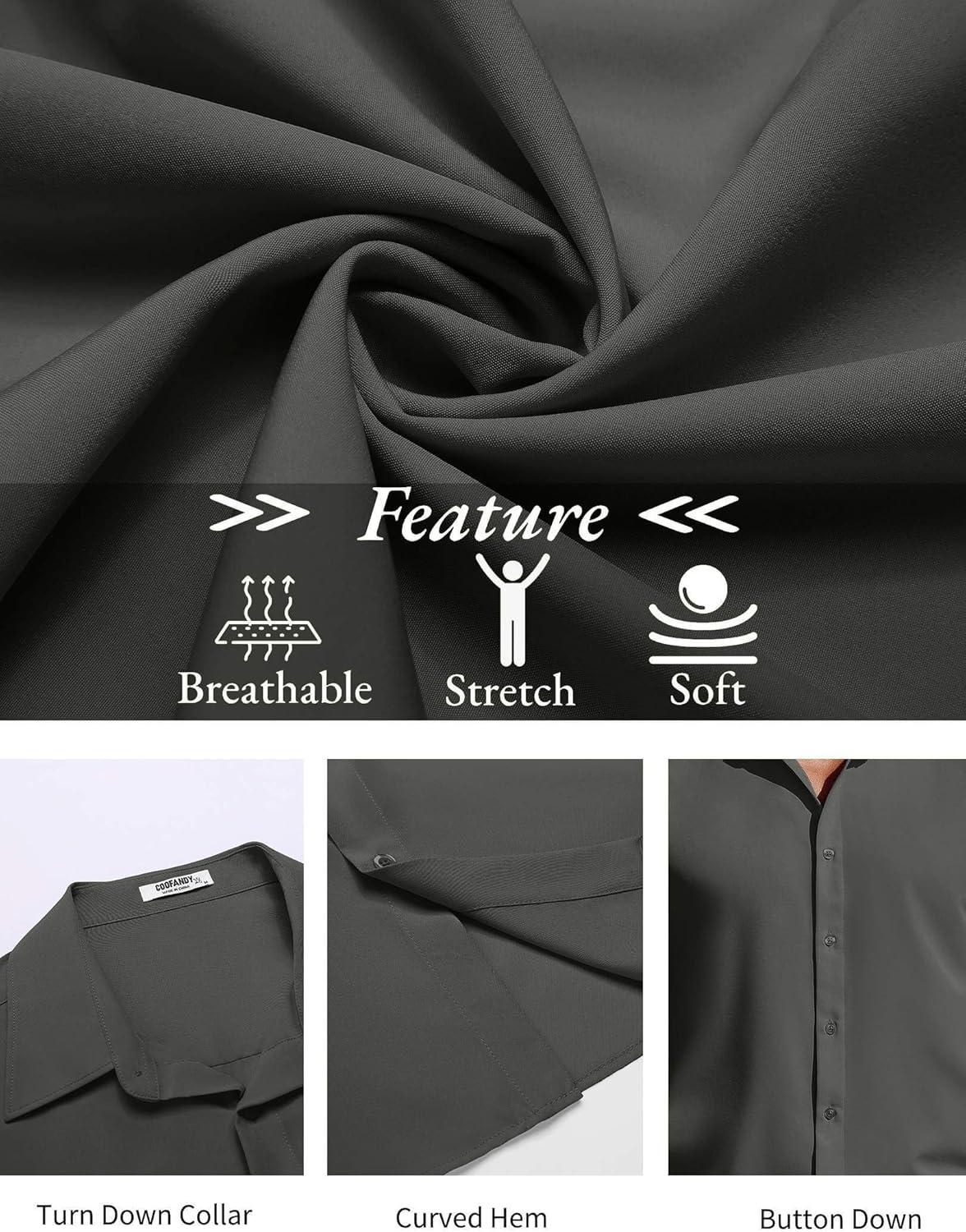 imageCOOFANDY Mens Short Sleeve Button Down Shirts Casual Summer Shirt Untucked Dress ShirtsDeep Green