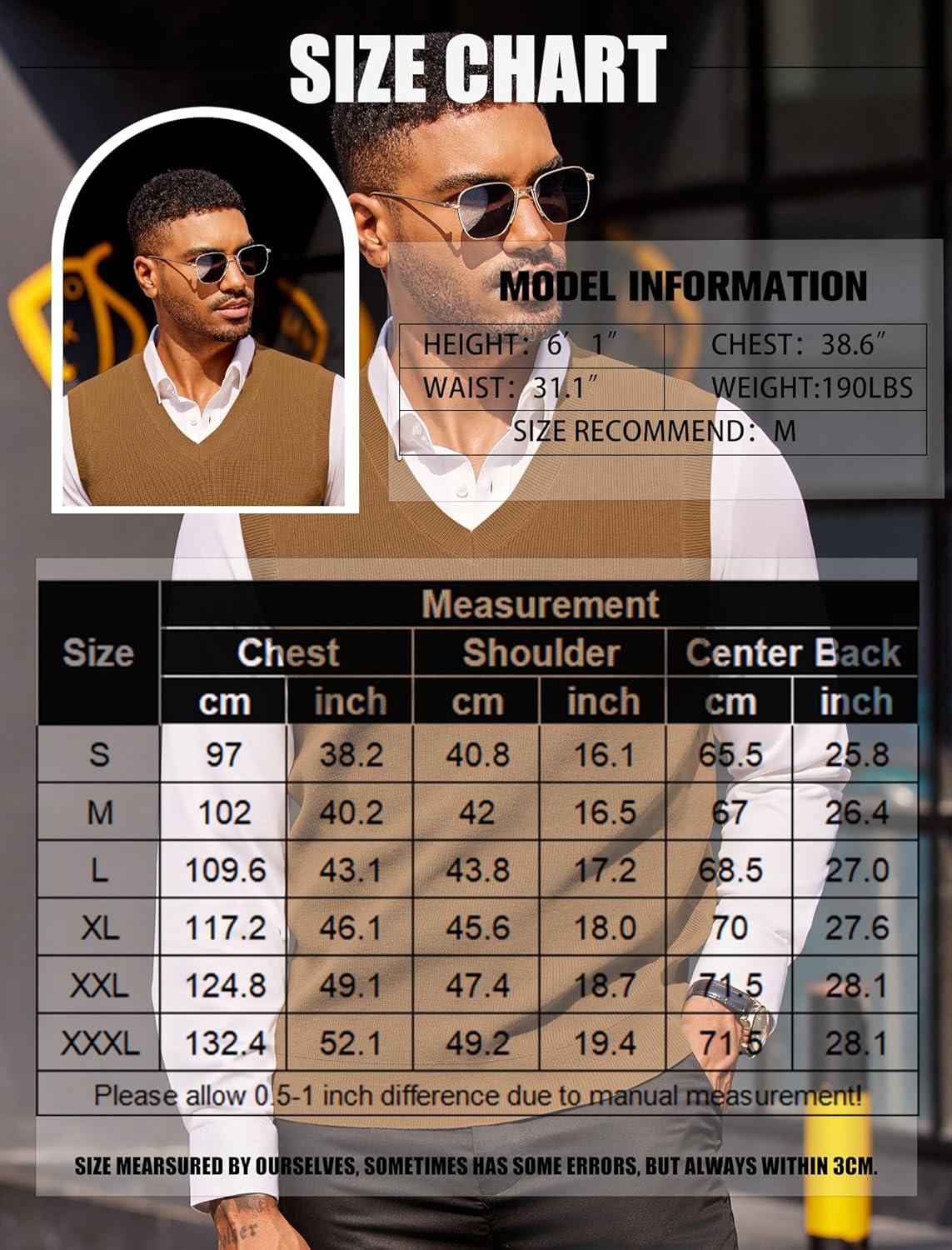 imageCOOFANDY Mens Sweater Vest V Neck Sleeveless Sweater Slim Fit Casual Knitted Vest SweatersArgyle Khaki