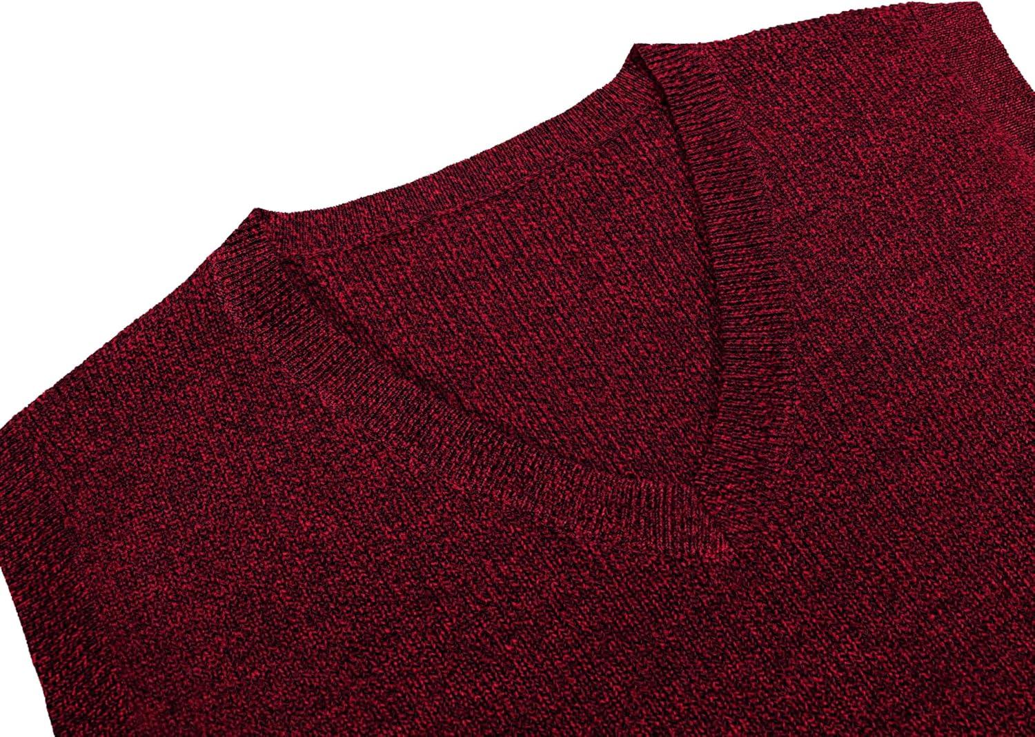 imageCOOFANDY Mens Sweater Vest V Neck Sleeveless Sweater Slim Fit Casual Knitted Vest SweatersDeep Red