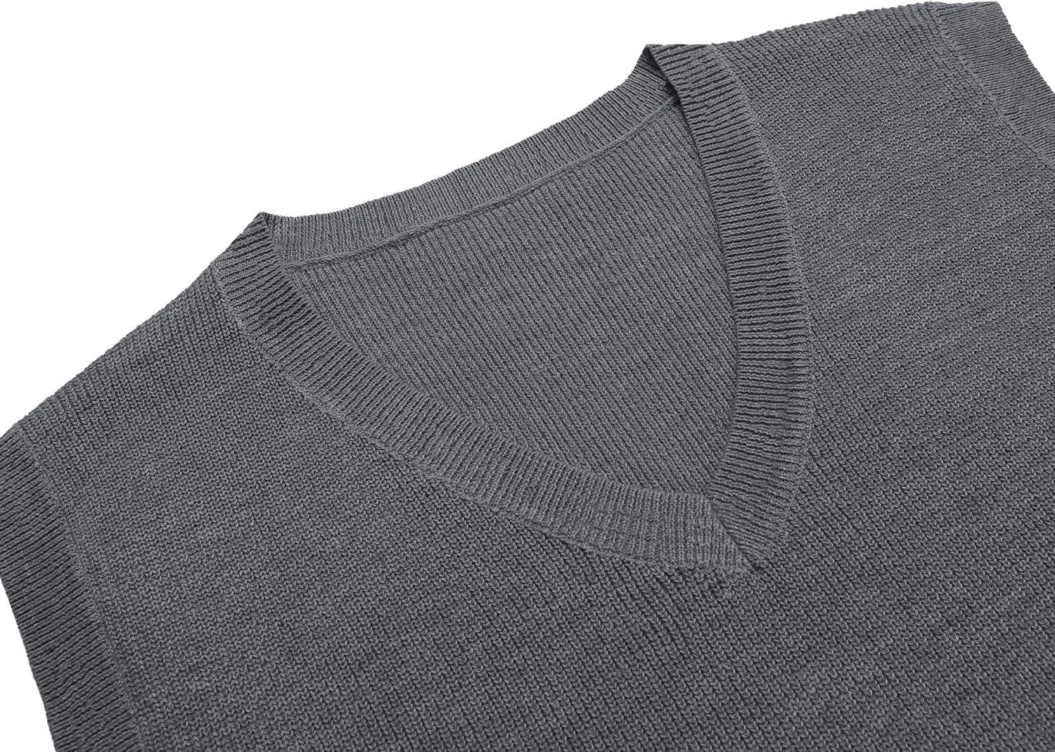 imageCOOFANDY Mens Sweater Vest V Neck Sleeveless Sweater Slim Fit Casual Knitted Vest SweatersGrey