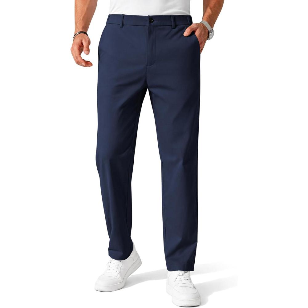 imageCOOFANDY Mens Chinos Pant Elastic Waist Trousers Slim Fit Casual Business Dress Pants Pull On Golf Pants
