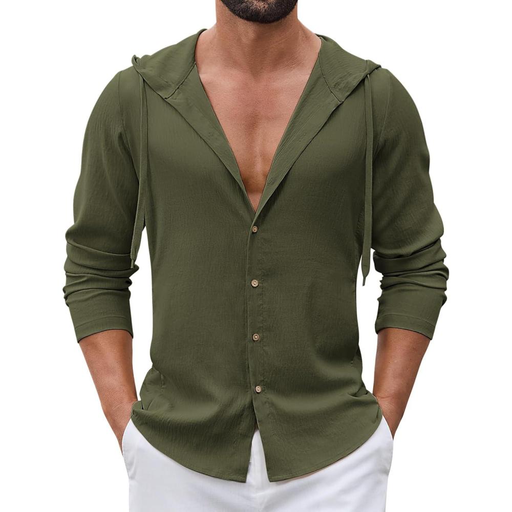 imageCOOFANDY Mens UPF 50 Sun Protection Hoodie Shirt Lightweight Quick Dry Fishing Hiking Beach Cover UpArmy Green