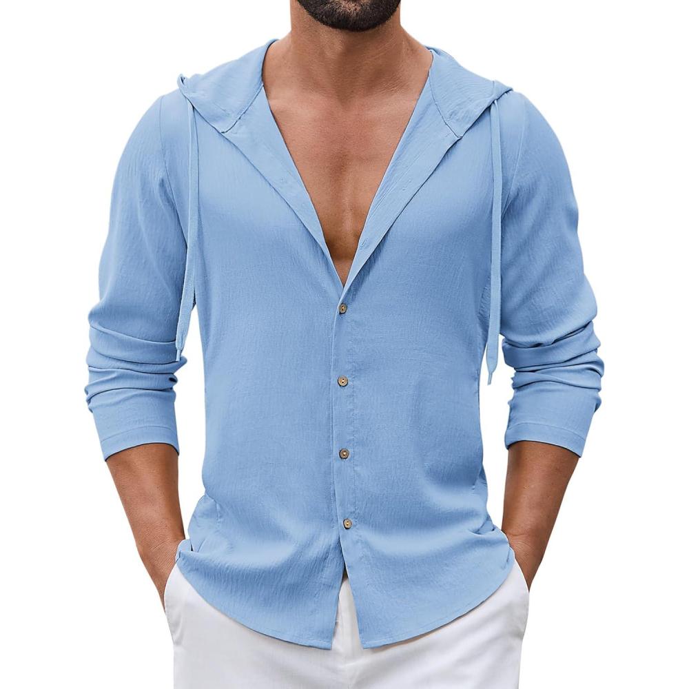 imageCOOFANDY Mens UPF 50 Sun Protection Hoodie Shirt Lightweight Quick Dry Fishing Hiking Beach Cover UpBlue