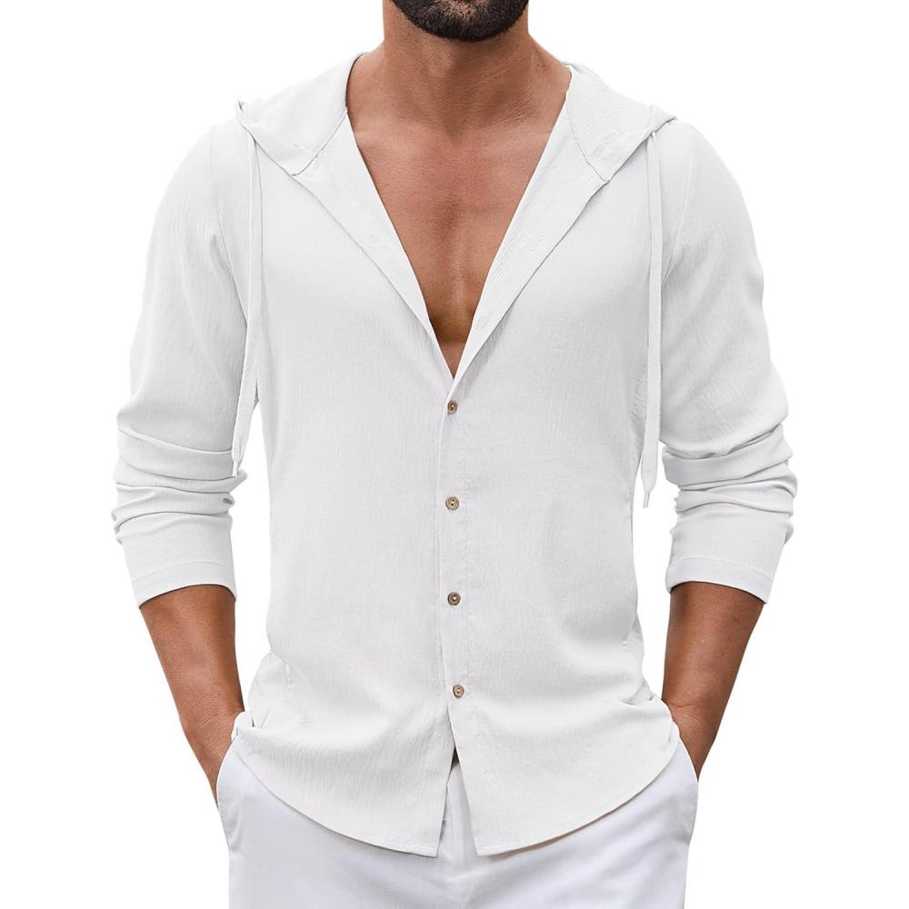 imageCOOFANDY Mens UPF 50 Sun Protection Hoodie Shirt Lightweight Quick Dry Fishing Hiking Beach Cover UpWhite