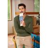 COOFANDY Men Casual Knit Sweater Quarter Button Henley Long Sleeve Slim Fit Twisted Pullover Sweater(Army Green)