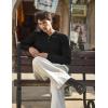 COOFANDY Men Casual Knit Sweater Quarter Button Henley Long Sleeve Slim Fit Twisted Pullover Sweater(Black)