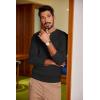 COOFANDY Men Casual Knit Sweater Quarter Button Henley Long Sleeve Slim Fit Twisted Pullover Sweater(Black)