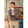 COOFANDY Men Casual Knit Sweater Quarter Button Henley Long Sleeve Slim Fit Twisted Pullover Sweater(Brown and White)